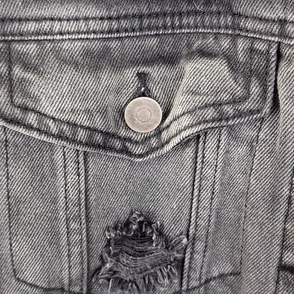 Ramones 1-2-3-4 Distressed Black Denim Jacket Size Medium Punk Rock Music - Picture 4 of 10